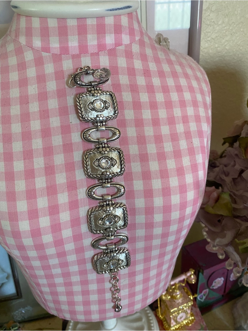 Brighton Silver-Tone Link Bracelet with Clear Stones